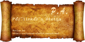 Pálinkás Aletta névjegykártya